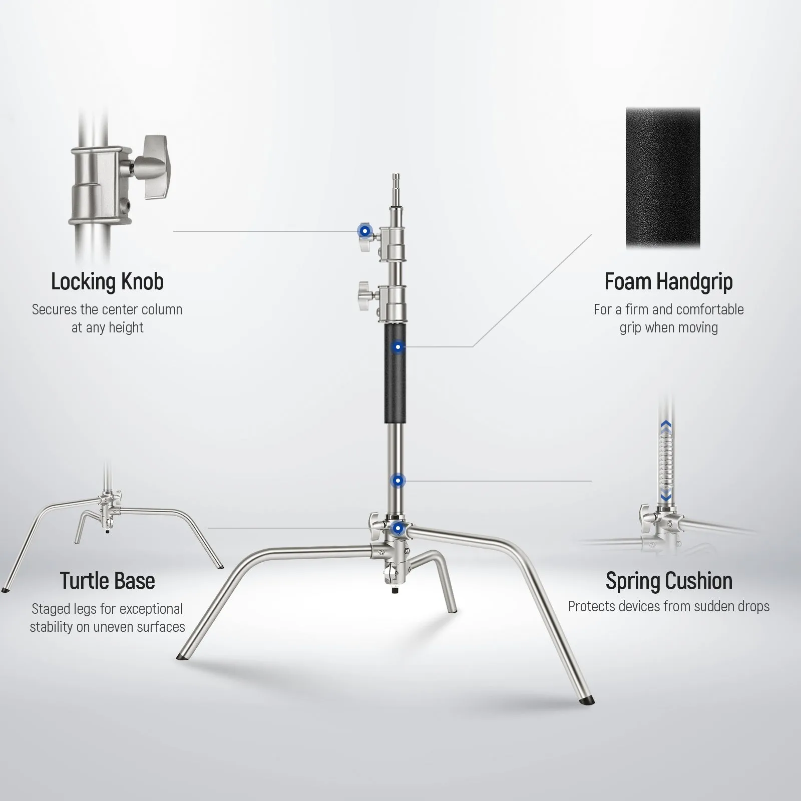 NEEWER 172cm SC172 Stainless Steel Heavy Duty C Stand