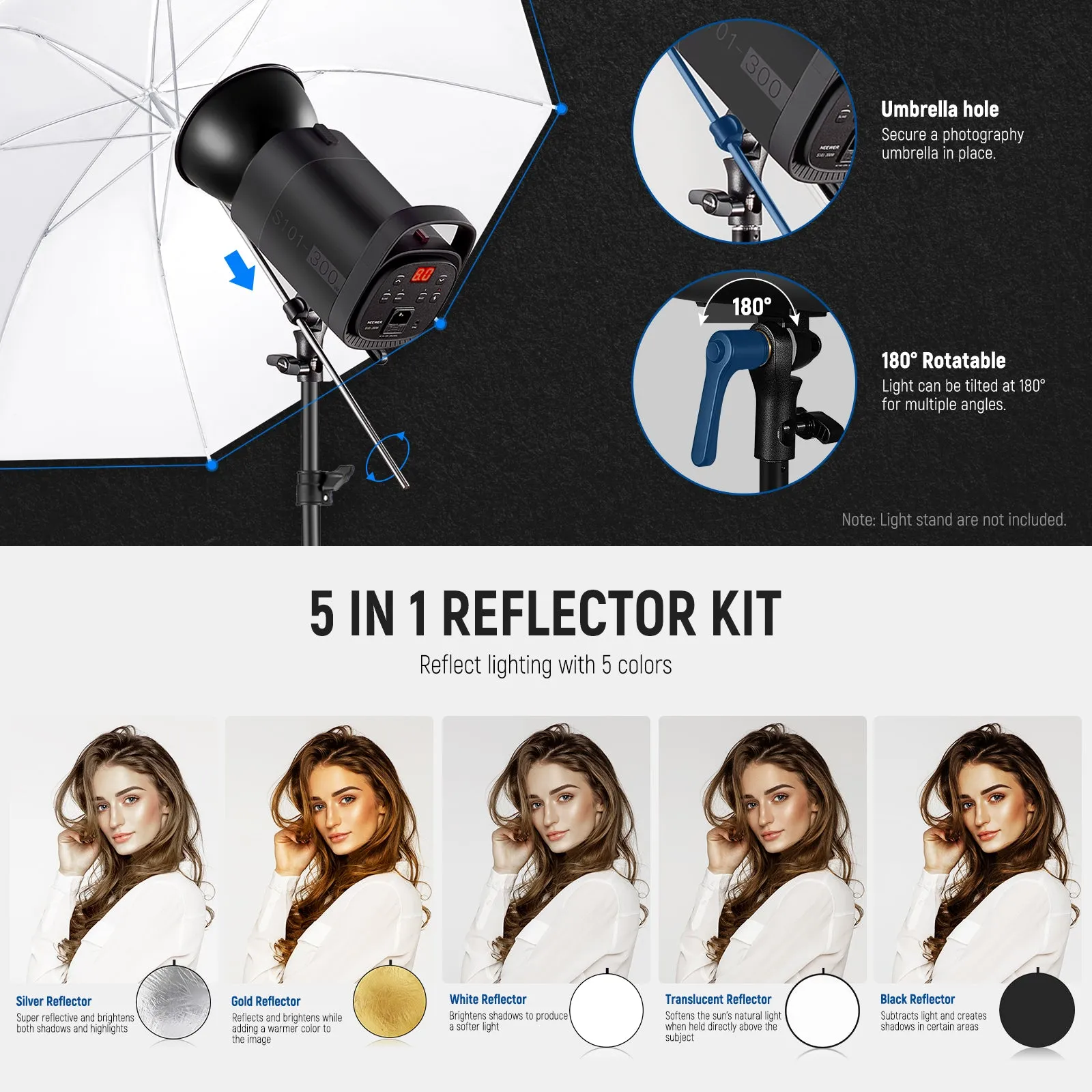 Neewer 600W Professional Photography Studio Strobe Flash Lighting Kit - Ideal for Studio and Outdoor Photoshoots