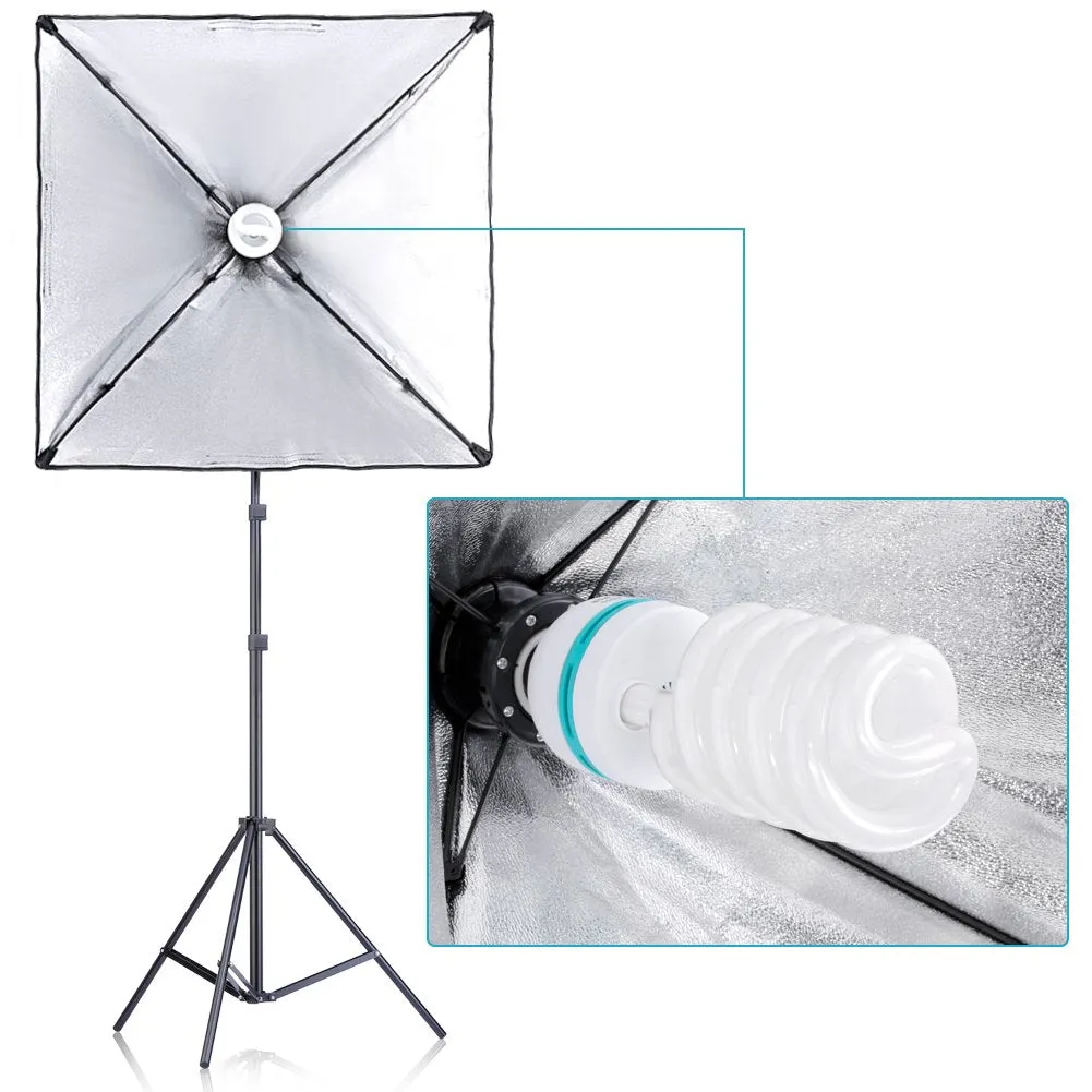 Neewer 700W Professional Photography 24x24 inches/60x60 Centimeters Softbox with E27 Socket Light Lighting Kit