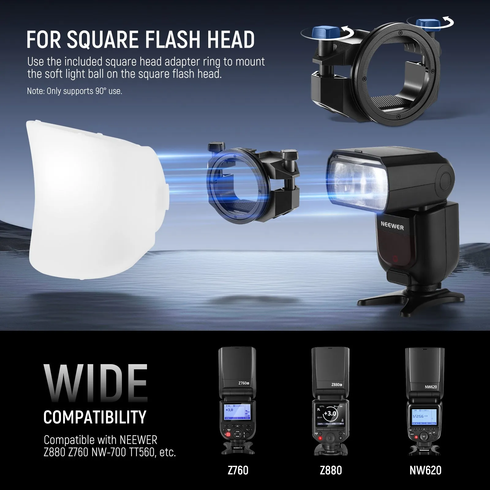 NEEWER CRS7 Softbox Diffusion Dome with 3 Adapter Rings