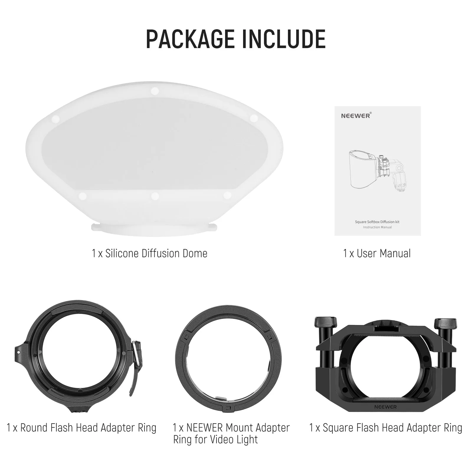 NEEWER CRS7 Softbox Diffusion Dome with 3 Adapter Rings