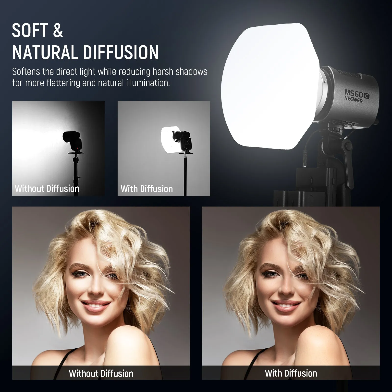 NEEWER CRS7 Softbox Diffusion Dome with 3 Adapter Rings