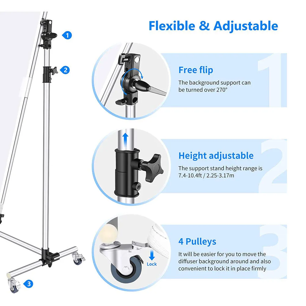 Neewer Medium Overhead Fold Away Diffuser Frame & Wheel Stands (140cm x 200cm) - DEMO