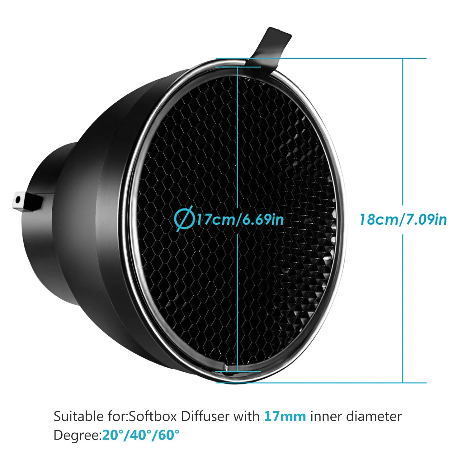 NEEWER Reflector 7" with 20/40/60 Degree Honeycomb Grid