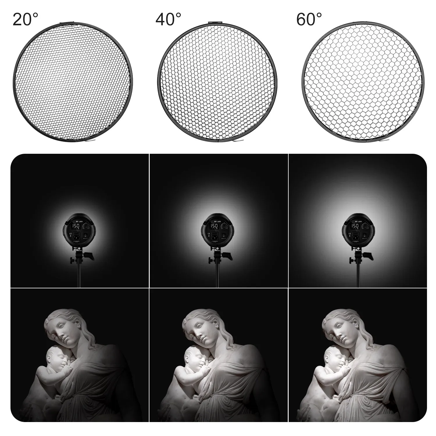 NEEWER Reflector 7" with 20/40/60 Degree Honeycomb Grid
