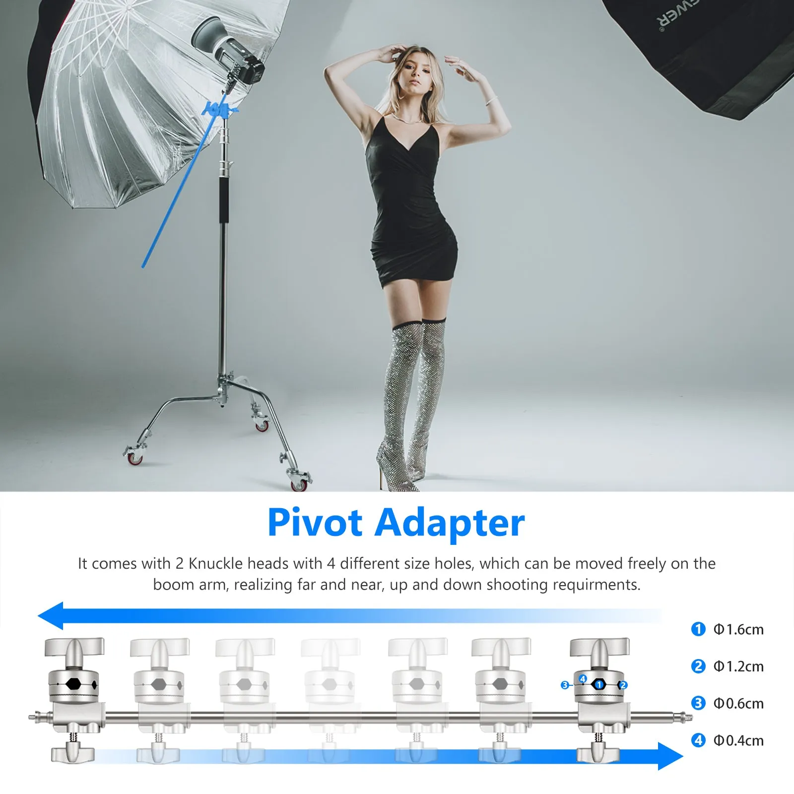 NEEWER SC330W 335cm Metal C Stand Light Stand With Wheels