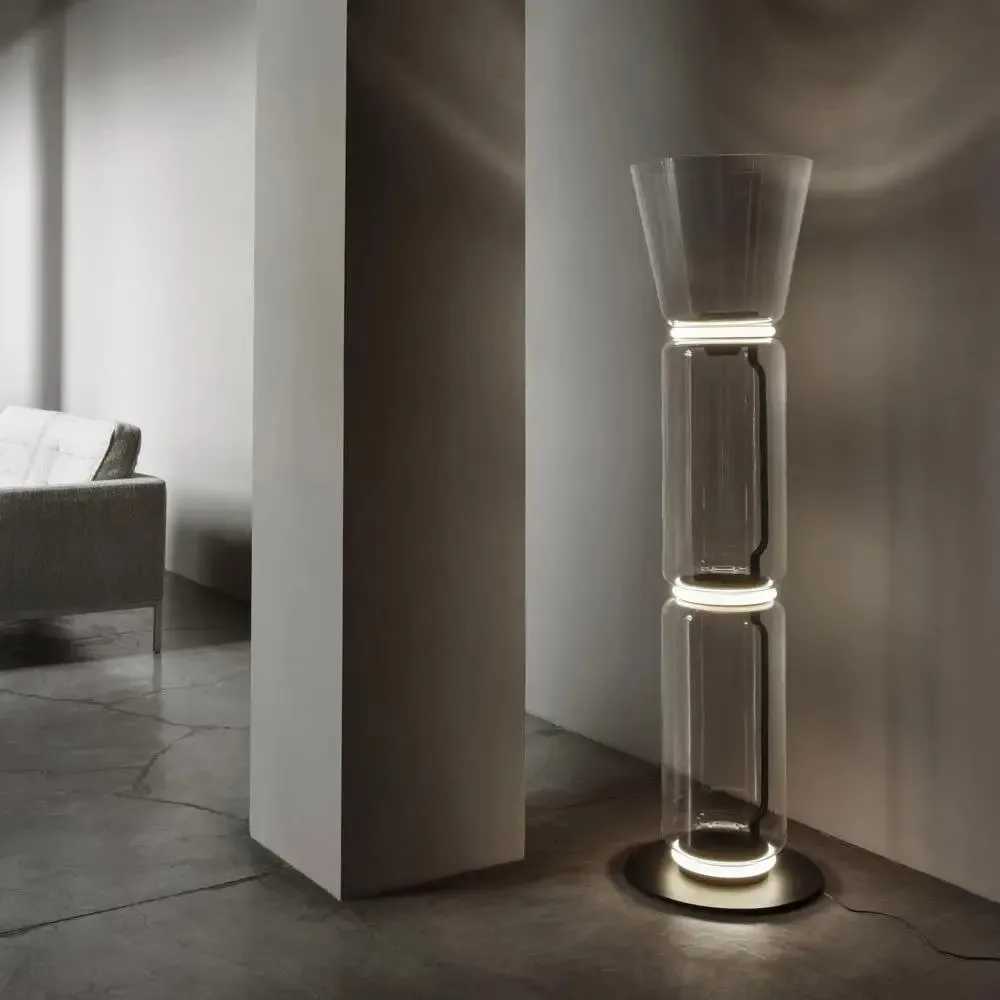 Noctambule - Floor Lamp with High Cylinder, Cone and Small Base