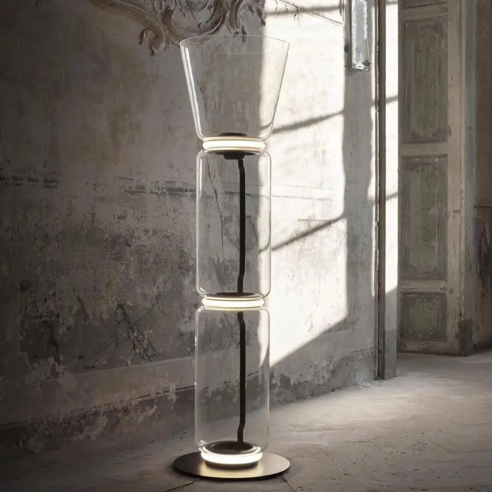 Noctambule - Floor Lamp with High Cylinder, Cone and Small Base