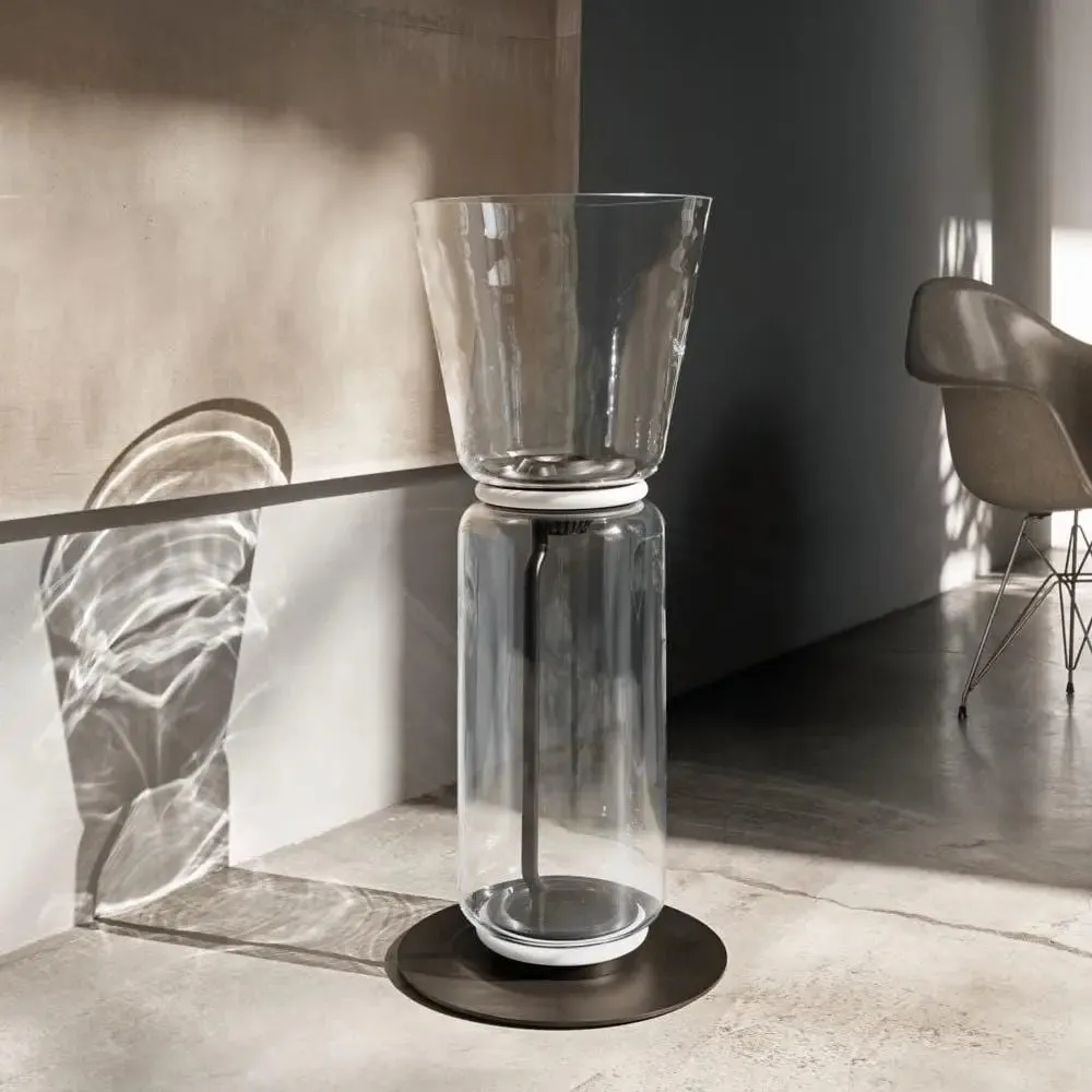 Noctambule - Floor Lamp with High Cylinder, Cone and Small Base