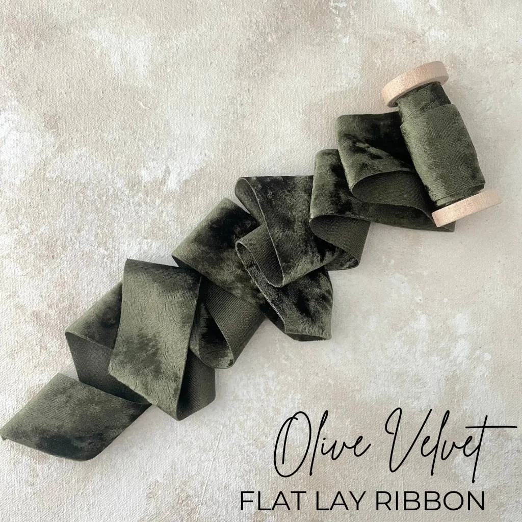 Olive Green Velvet Ribbon