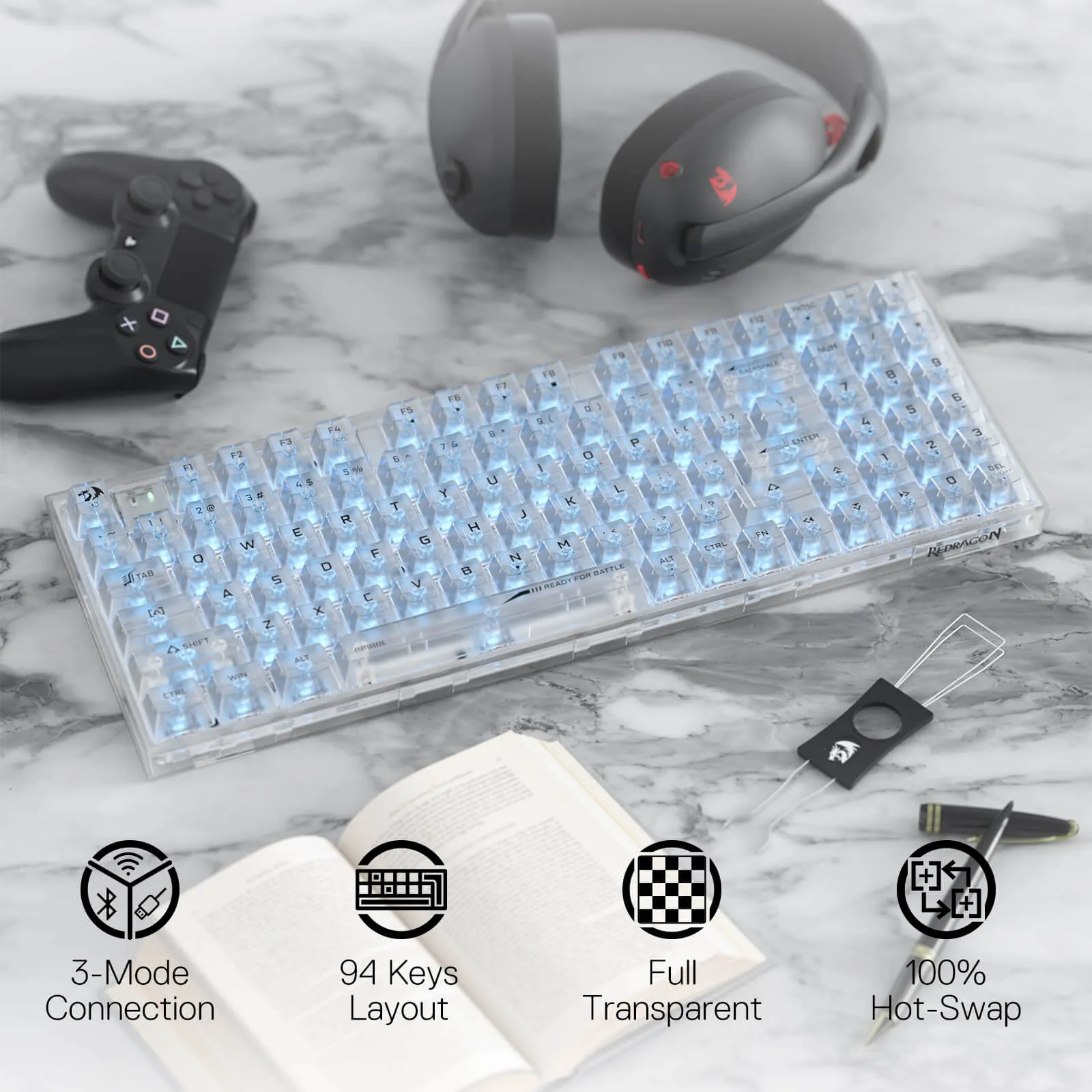 (Open-box) IRELIA K658 PRO 90% Full-Transparent Keyboard
