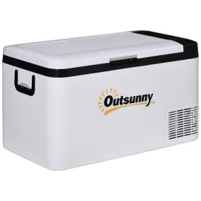Outsunny 12V Car Refrigerator w/ LED Light & Foldable Handles