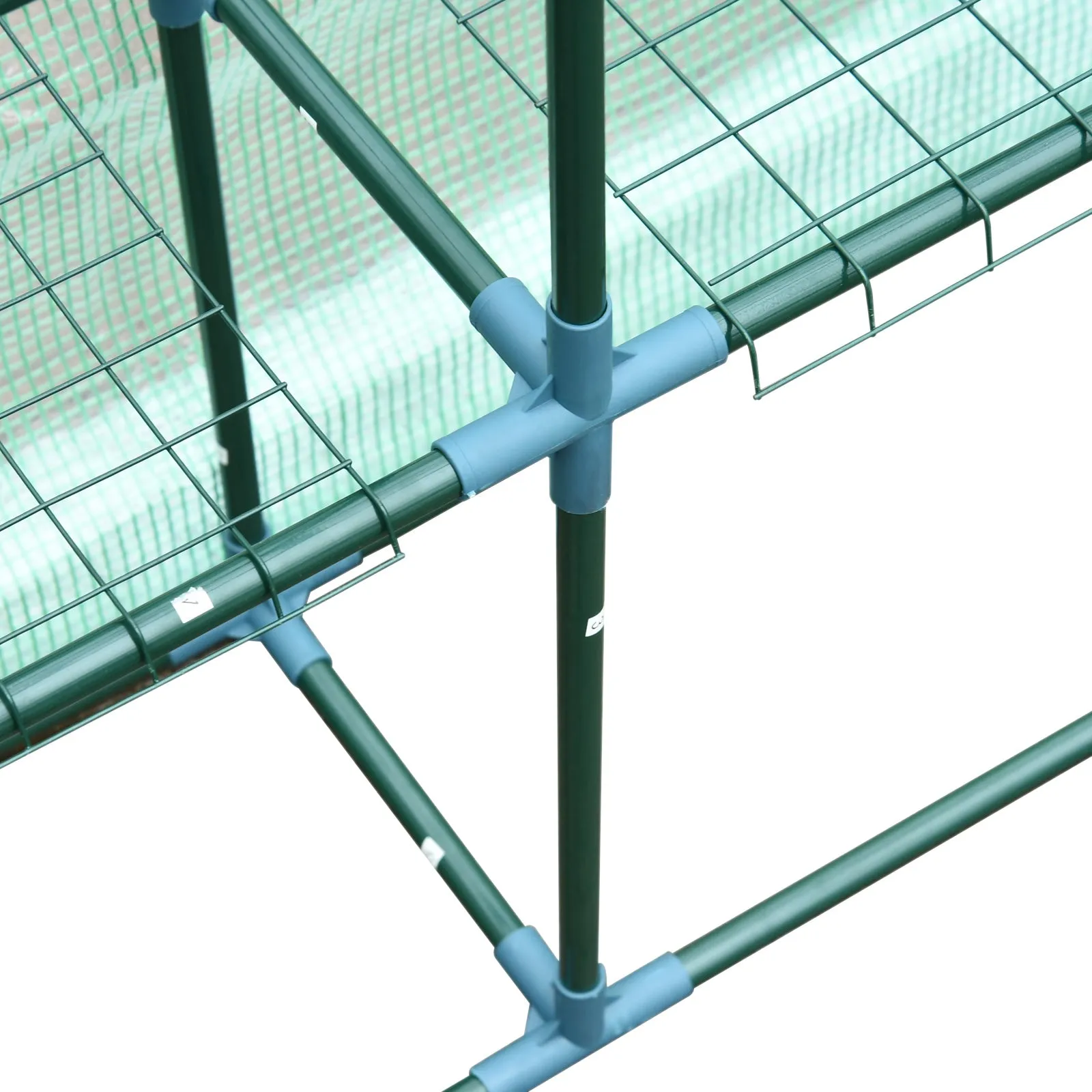 Outsunny 143x143x195 cm Walk in Greenhouse with Shelves-Dark Green