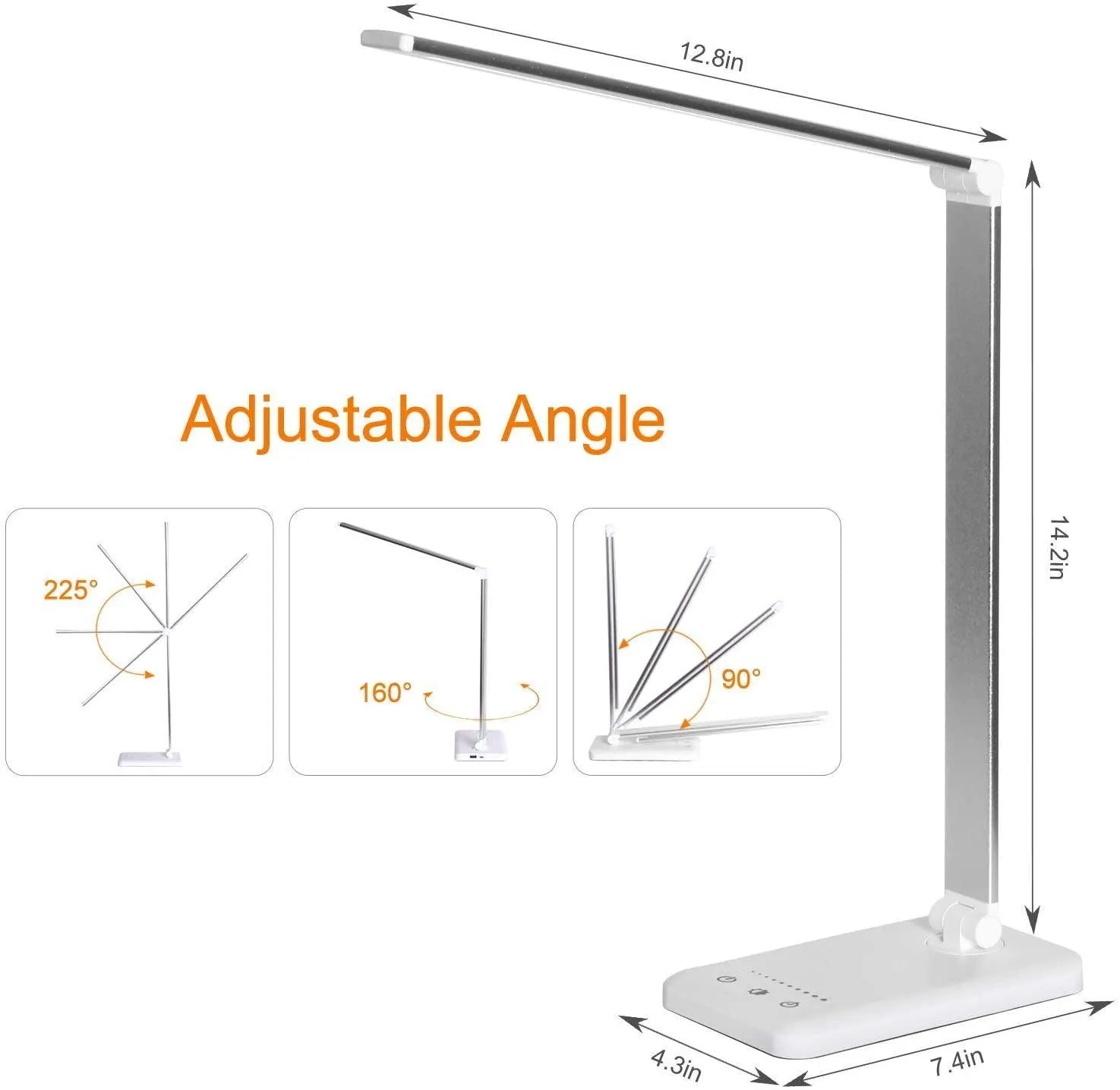 Oxylops LED Desk Lamp | Touch-Dimmable Lamp with USB Charging Port, Timer Function, Foldable Lamp