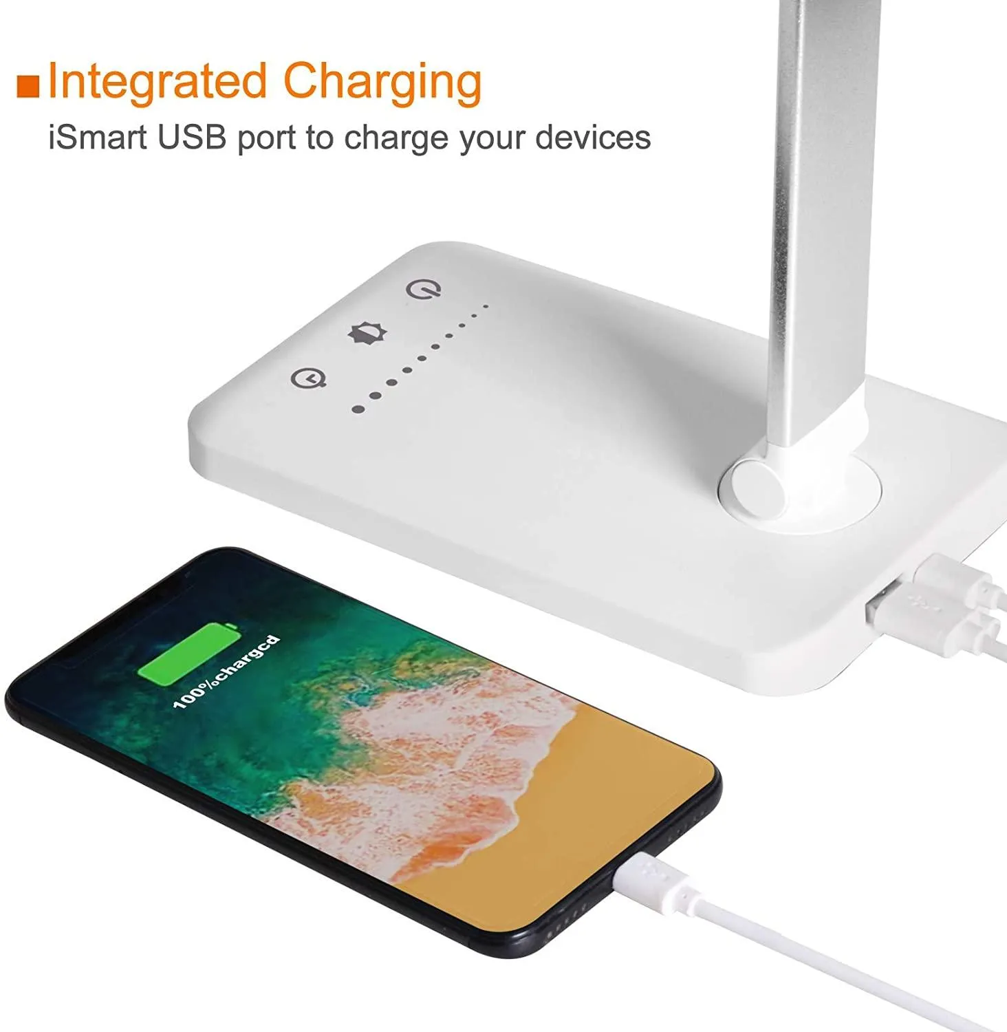 Oxylops LED Desk Lamp | Touch-Dimmable Lamp with USB Charging Port, Timer Function, Foldable Lamp