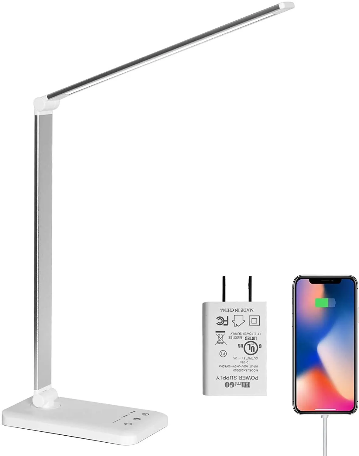 Oxylops LED Desk Lamp | Touch-Dimmable Lamp with USB Charging Port, Timer Function, Foldable Lamp