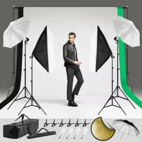 Photography Studio Lighting Kit Upgraded 100%Polyester Backdrop Umbrella Softbox