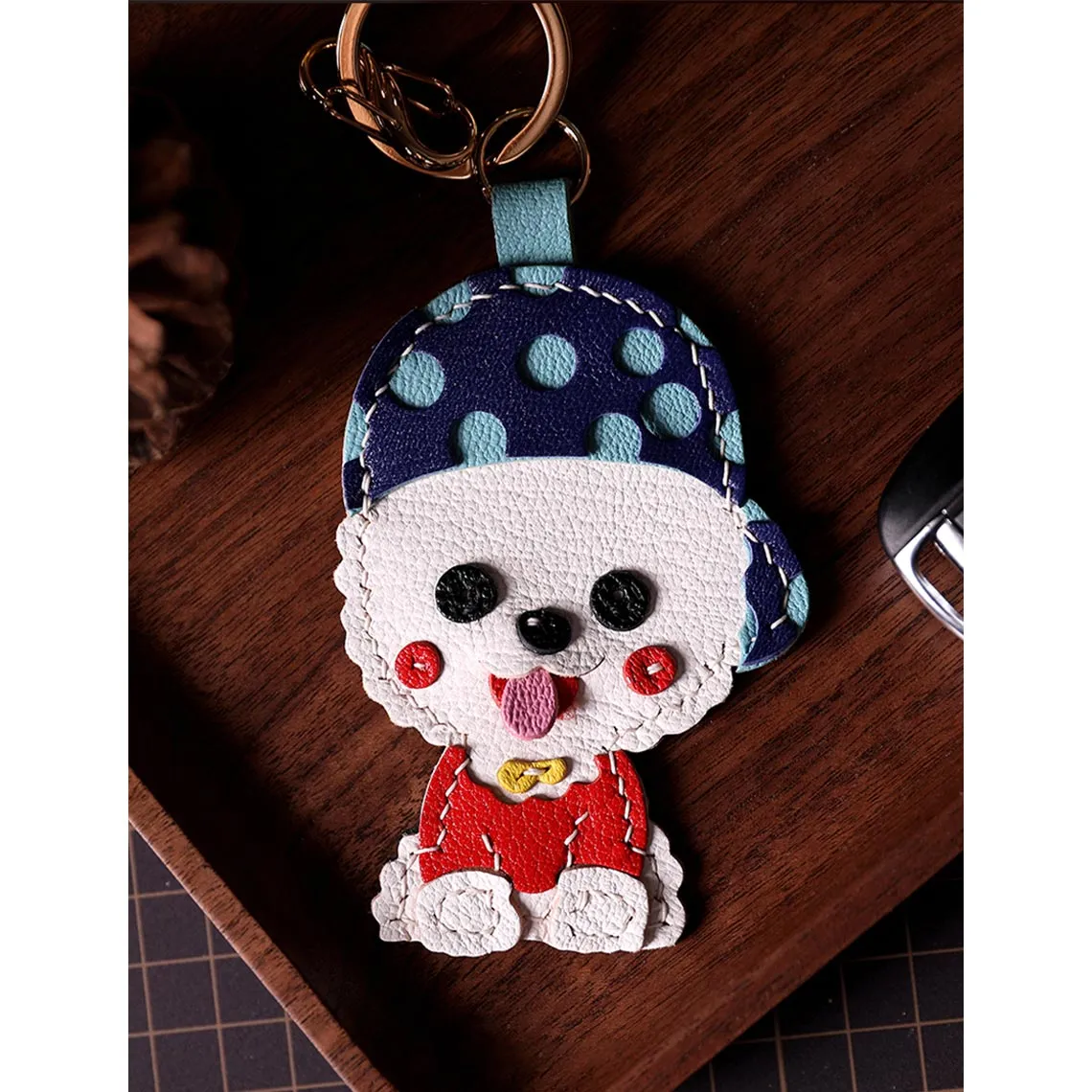 POPSEWING® Leather Cute Bichon Keychain DIY Kits