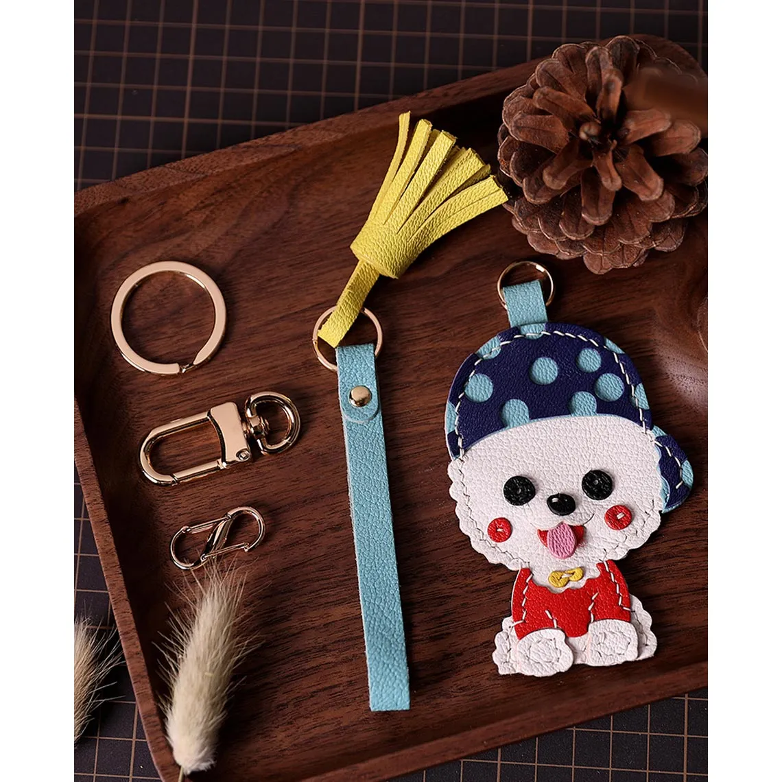 POPSEWING® Leather Cute Bichon Keychain DIY Kits