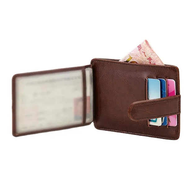 Portable Hasp 11 Card Holder Waxy Slim Short Purse Wallets Coin Bags