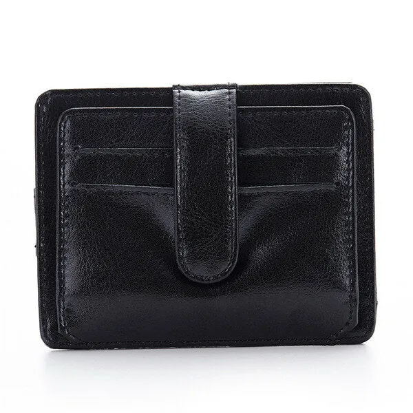 Portable Hasp 11 Card Holder Waxy Slim Short Purse Wallets Coin Bags