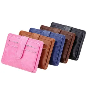 Portable Hasp 11 Card Holder Waxy Slim Short Purse Wallets Coin Bags