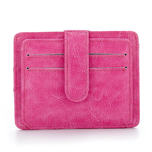 Portable Hasp 11 Card Holder Waxy Slim Short Purse Wallets Coin Bags