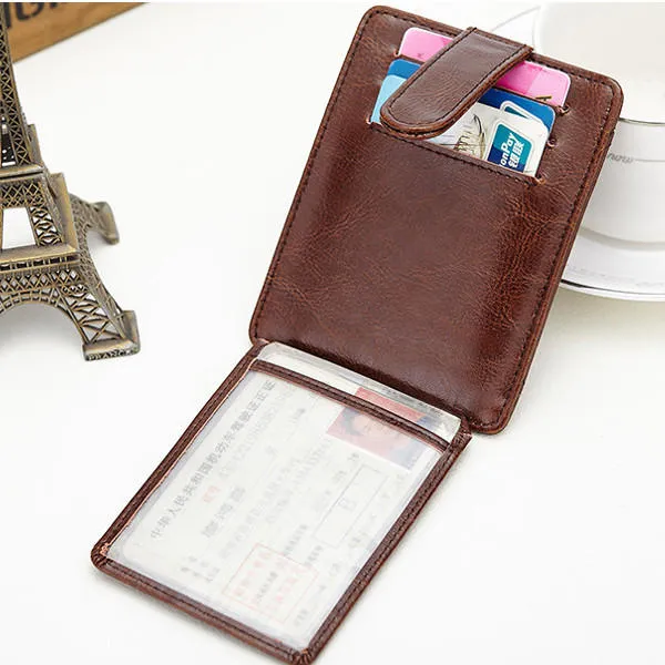 Portable Hasp 11 Card Holder Waxy Slim Short Purse Wallets Coin Bags
