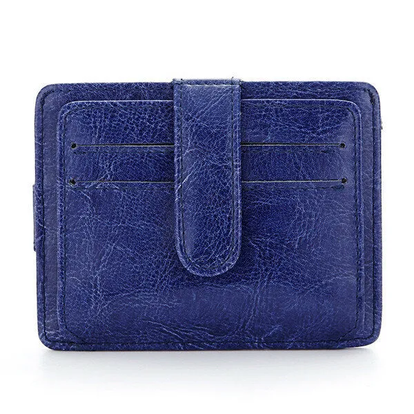 Portable Hasp 11 Card Holder Waxy Slim Short Purse Wallets Coin Bags