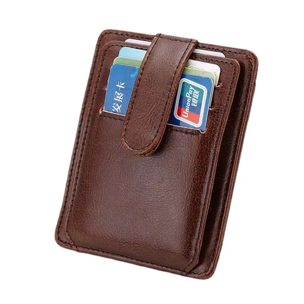 Portable Hasp 11 Card Holder Waxy Slim Short Purse Wallets Coin Bags