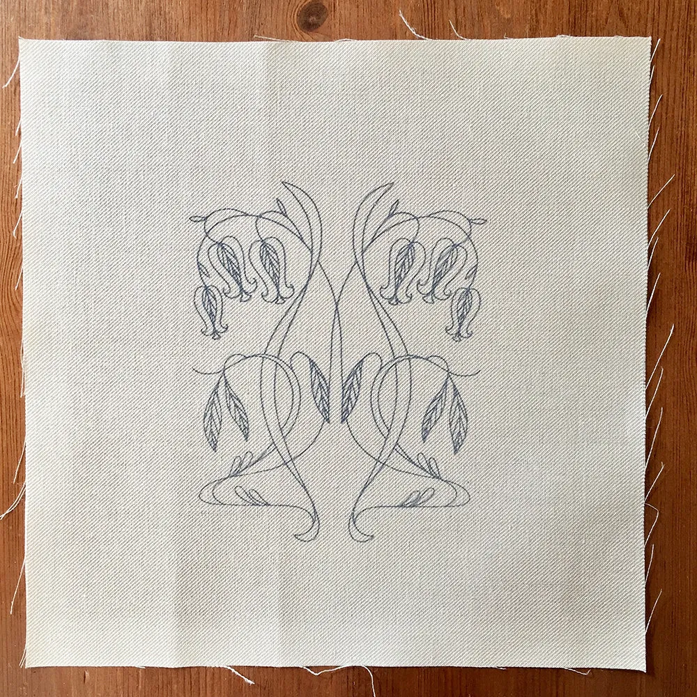 Printed Linen Twill, Nouveau Bells And Willows