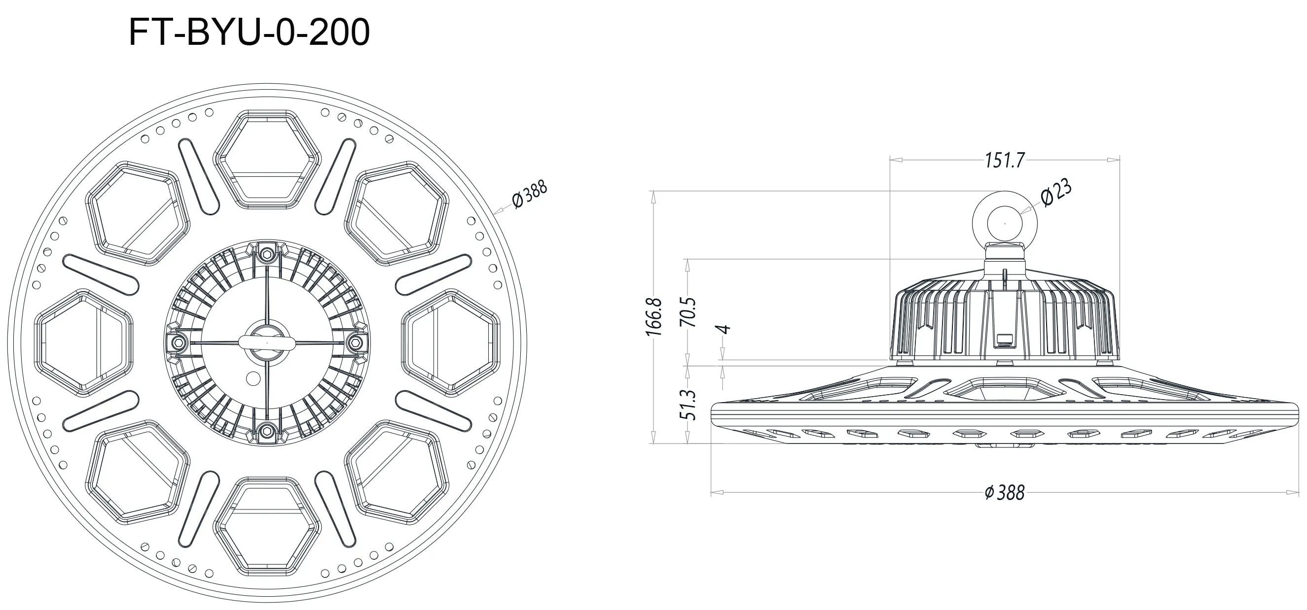 Professional LED UFO High Bay Light - 5000K Daylight White