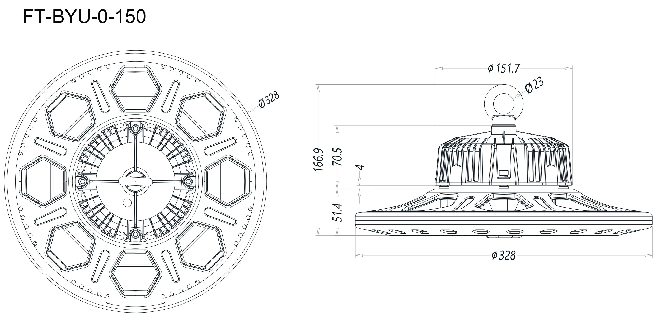 Professional LED UFO High Bay Light - 5000K Daylight White