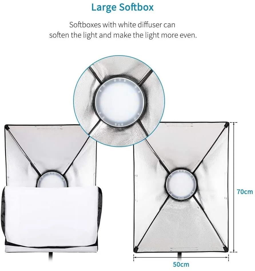 Pxel LS-SB Softbox Lighting Bi-Color Dimmable LED Photography Studio Lighting Kit for Photo, Studio, Video, Shooting