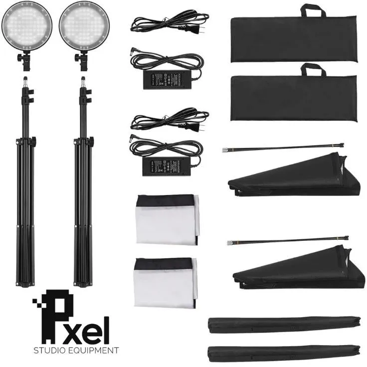 Pxel LS-SB Softbox Lighting Bi-Color Dimmable LED Photography Studio Lighting Kit for Photo, Studio, Video, Shooting