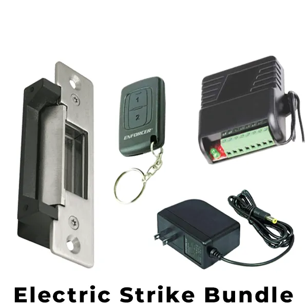 Seco-Larm - Electric Door Strike w/ RF Receiver & RF Wireless Transmitter w/ Plug-in Transformer - Fail-safe / Fail-secure - 12VDC - UL Listed