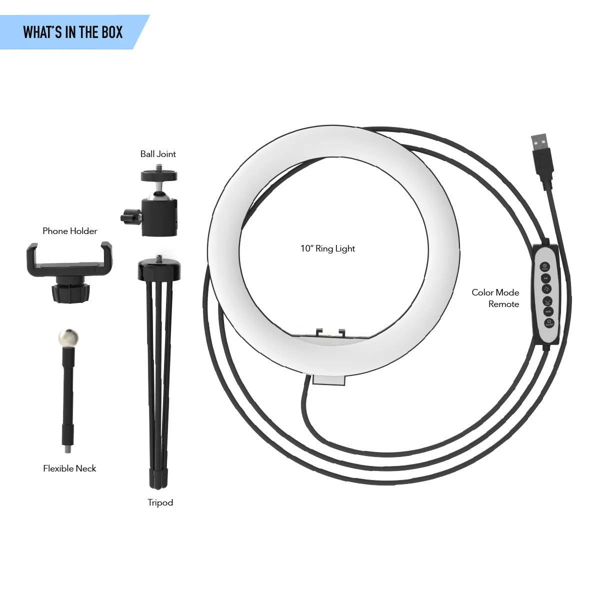 Shooting Star Video Blogging Kit with RGB Rainbow Ring Light