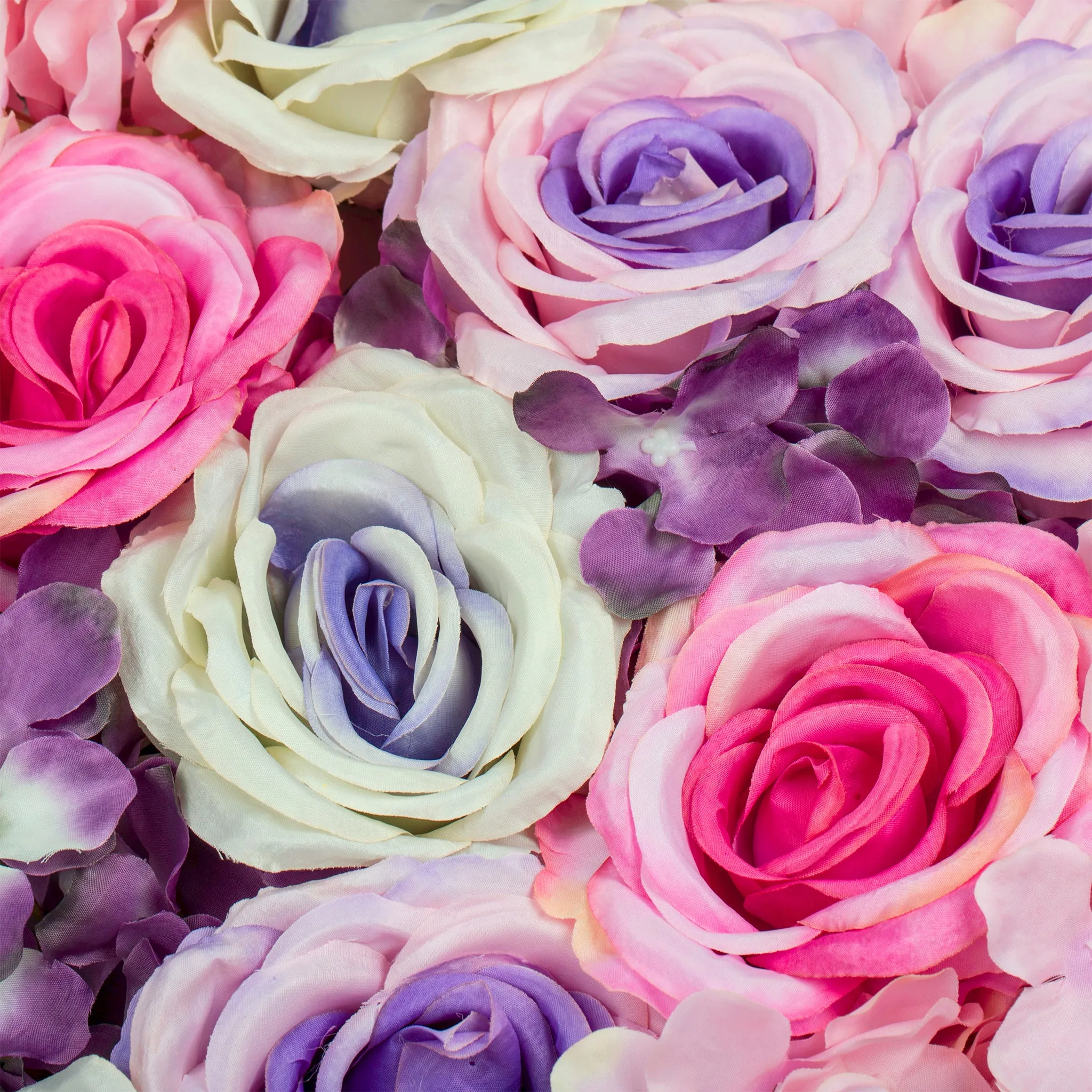 Silk Roses/Hydrangeas Flower Wall Backdrop Panel - Lavender & Pink & Purple