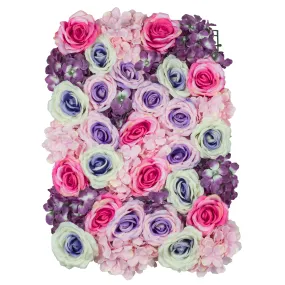 Silk Roses/Hydrangeas Flower Wall Backdrop Panel - Lavender & Pink & Purple