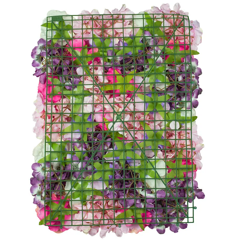 Silk Roses/Hydrangeas Flower Wall Backdrop Panel - Lavender & Pink & Purple