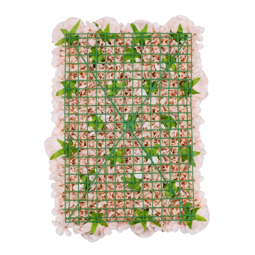 Silk Roses/Hydrangeas Flower Wall Backdrop Panel - Light Pink