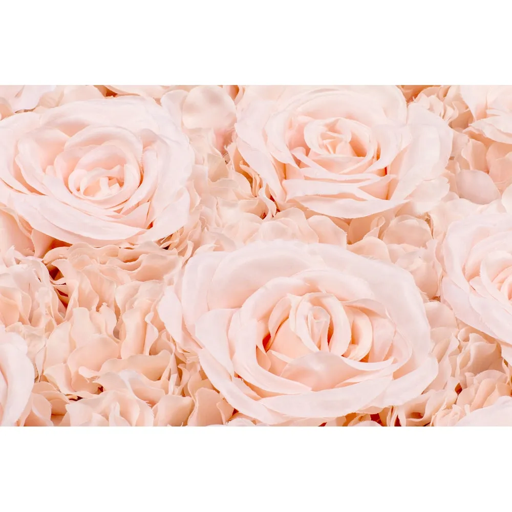 Silk Roses/Hydrangeas Flower Wall Backdrop Panel - Light Pink