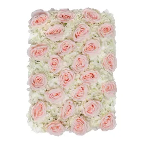 Silk Roses/Hydrangeas Flower Wall Backdrop Panel - Light Pink/White