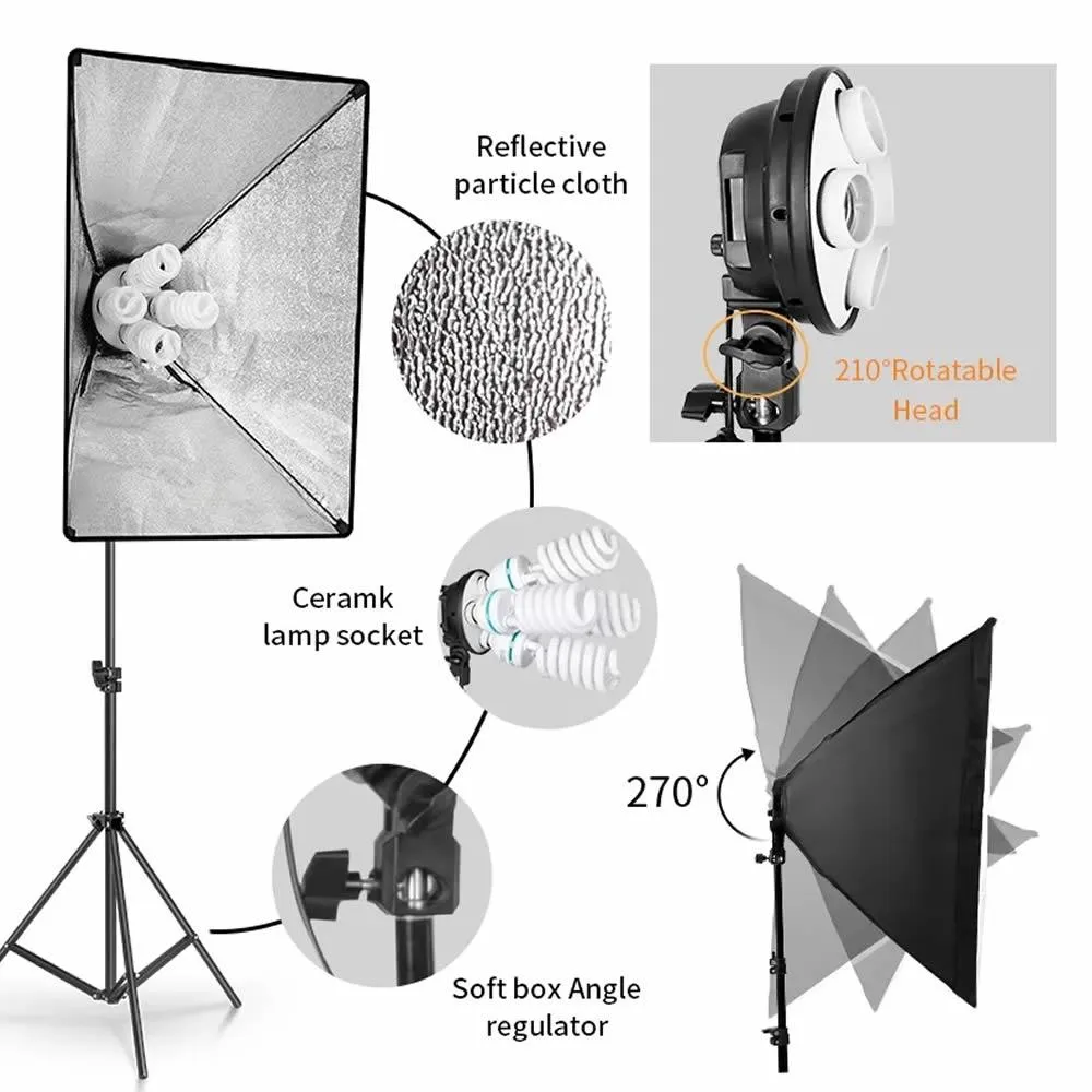 Soft box Squared photography 4 socket e27 Light double