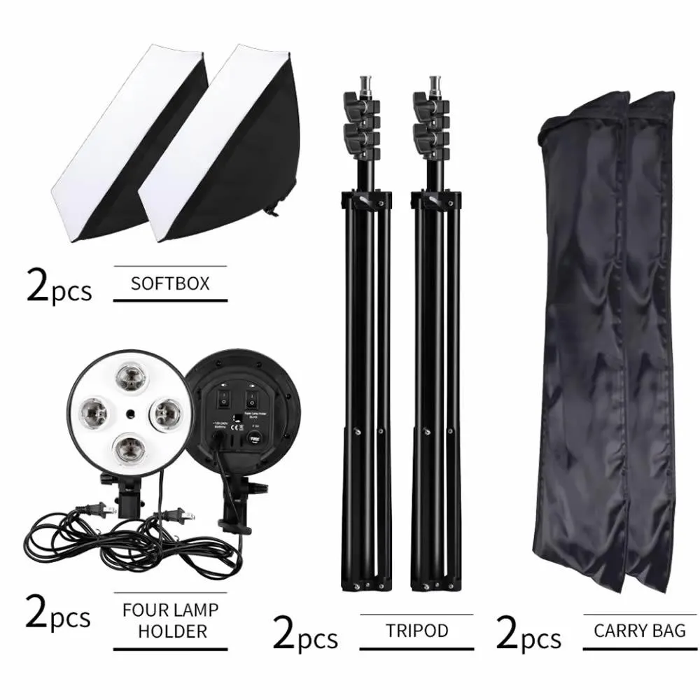Soft box Squared photography 4 socket e27 Light double