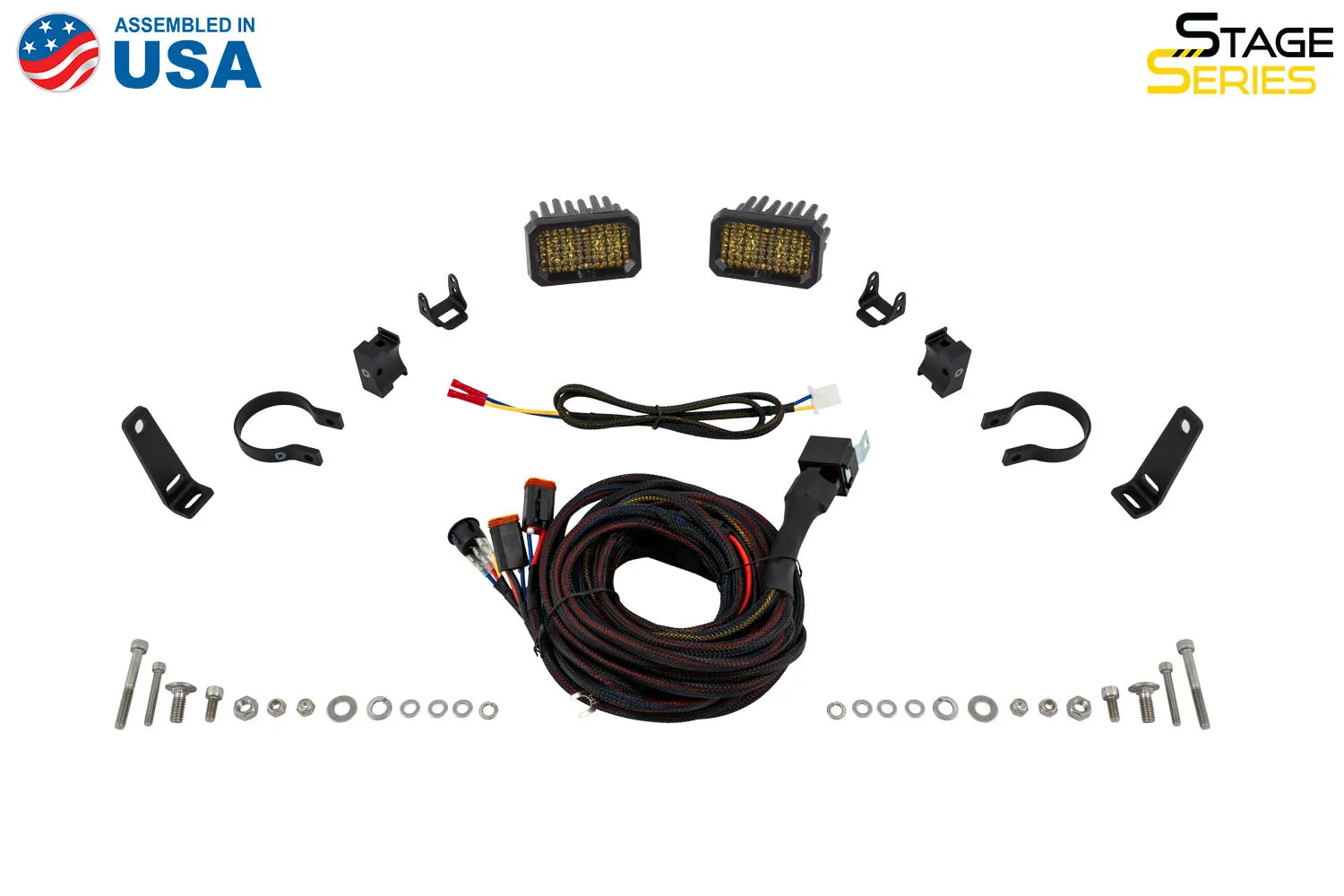 Stage Series 1 Inch Roll Bar Chase Light Kit, SSC2 Pro Yellow (Pair) Diode Dynamics