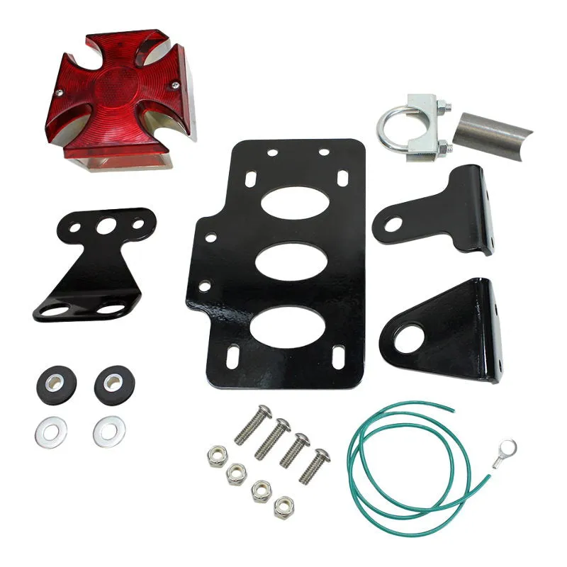 TC Bros. Maltese Cross Side Mount Tail Light/License Plate Bracket