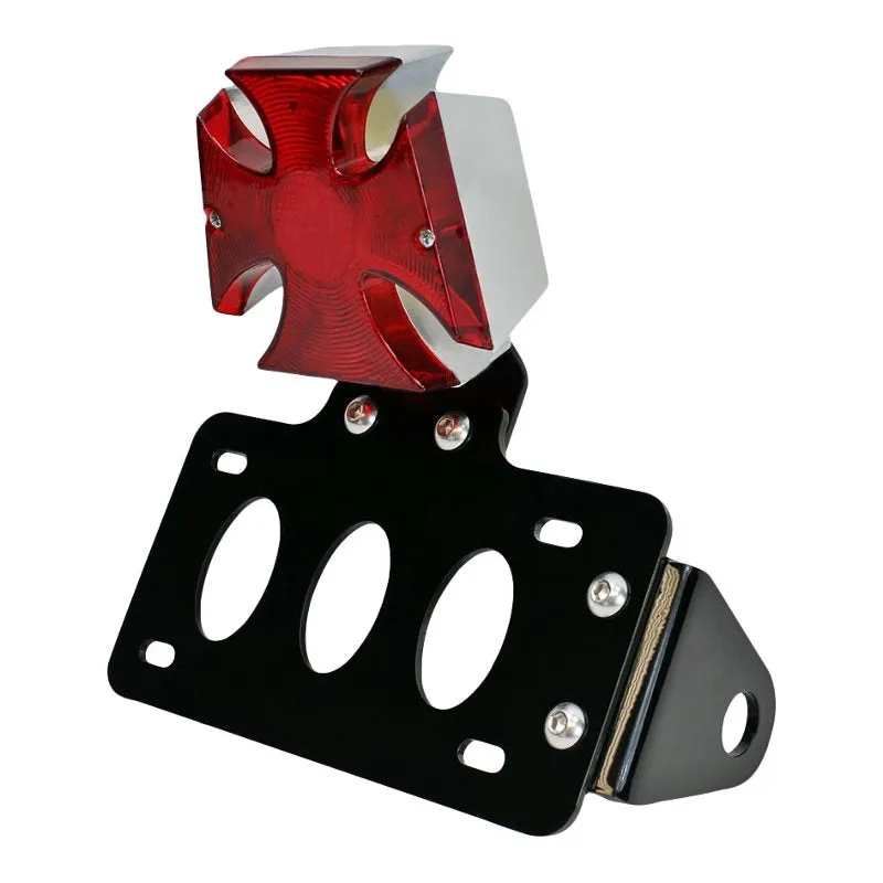 TC Bros. Maltese Cross Side Mount Tail Light/License Plate Bracket