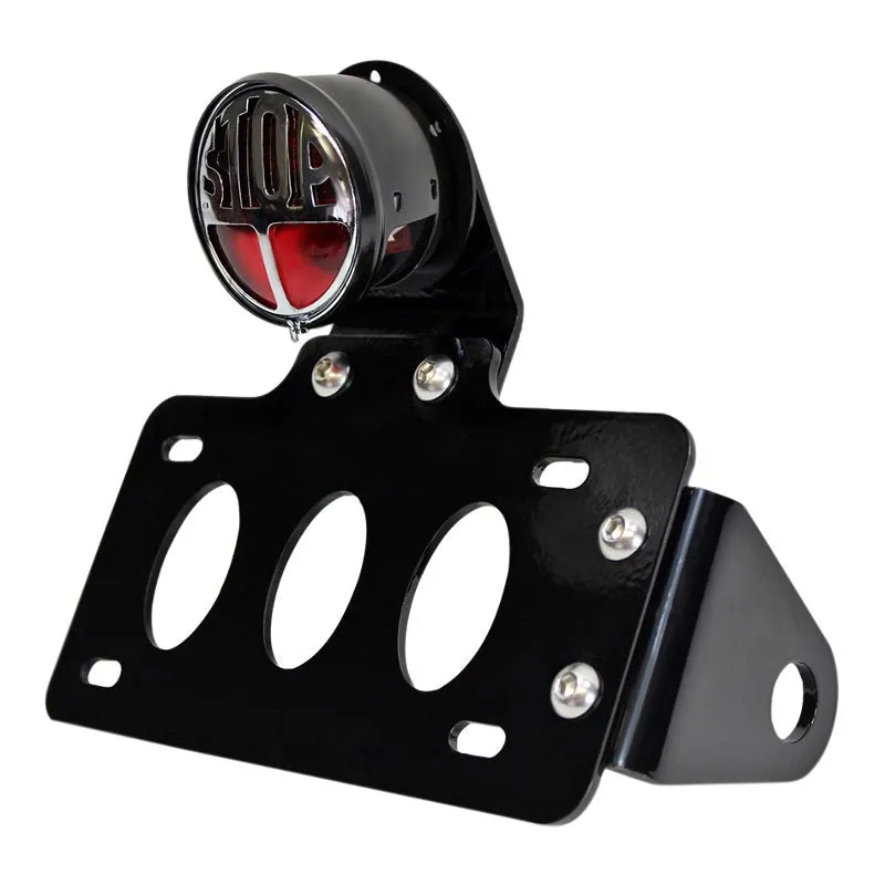 TC Bros. "Stop" Bobber Side Mount Tail Light/License Plate Bracket