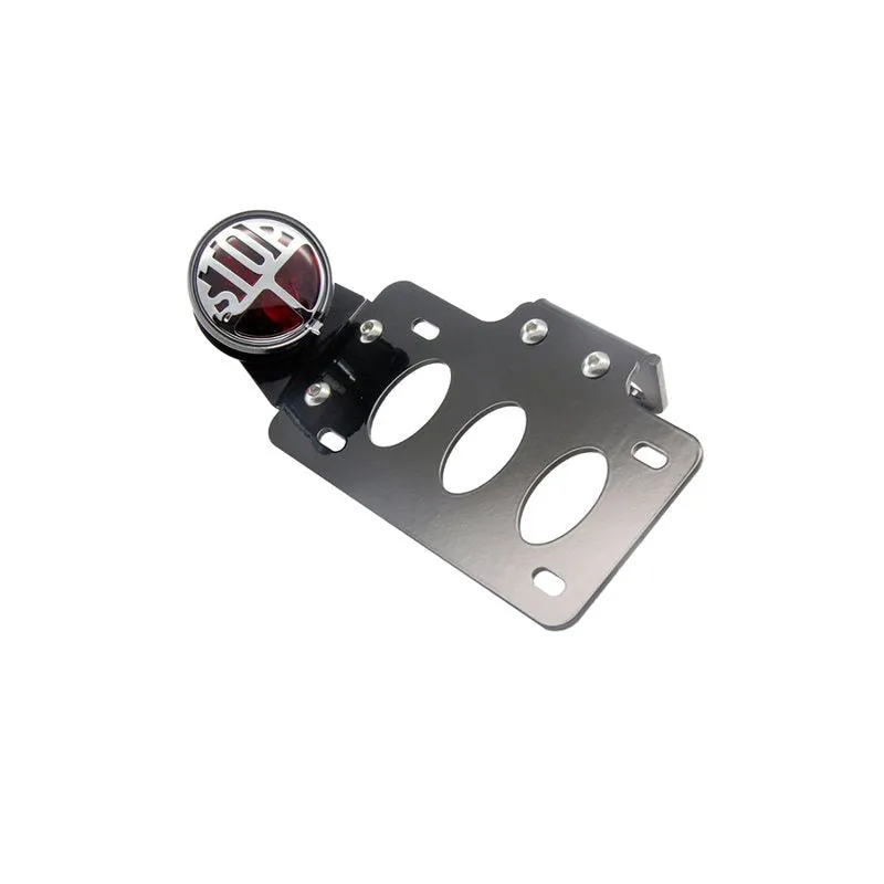 TC Bros. "Stop" Bobber Side Mount Tail Light/License Plate Bracket
